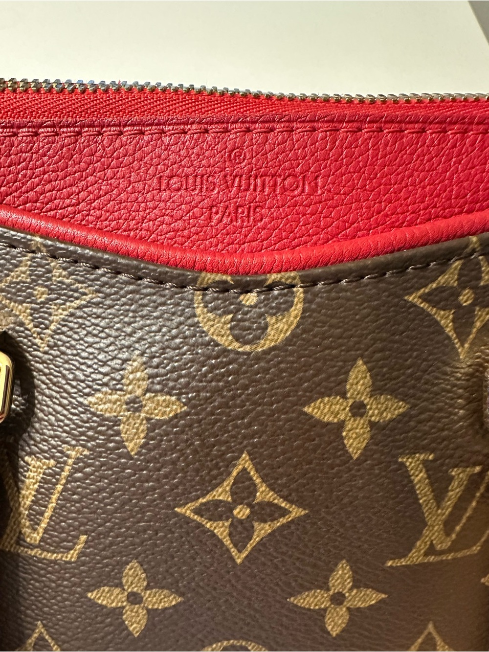 Louis Vuitton Monogram Shoulder Bag with Red Trim